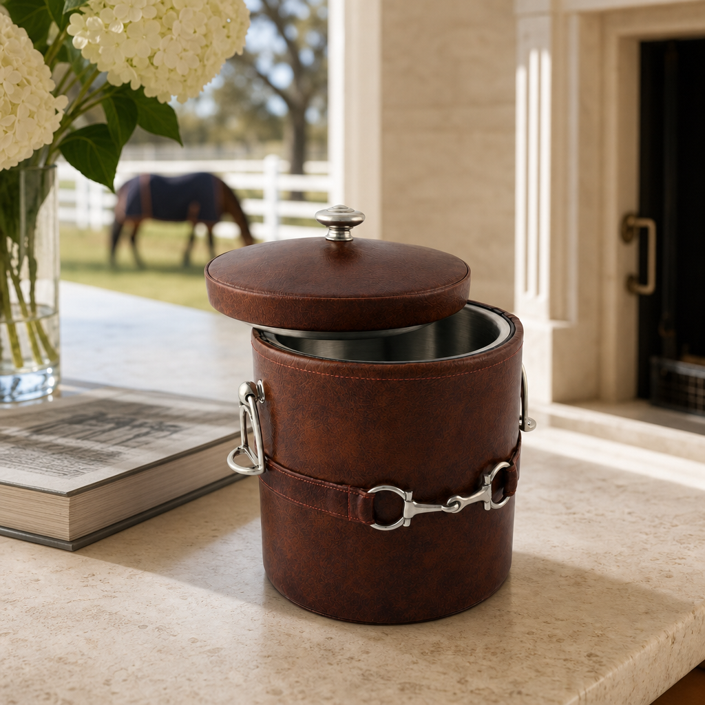 Equestrian Horse Bit Vegan Leather Ice Bucket 9