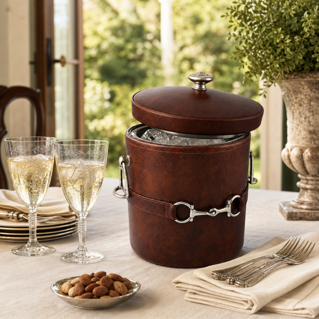 Equestrian Horse Bit Vegan Leather Ice Bucket 7