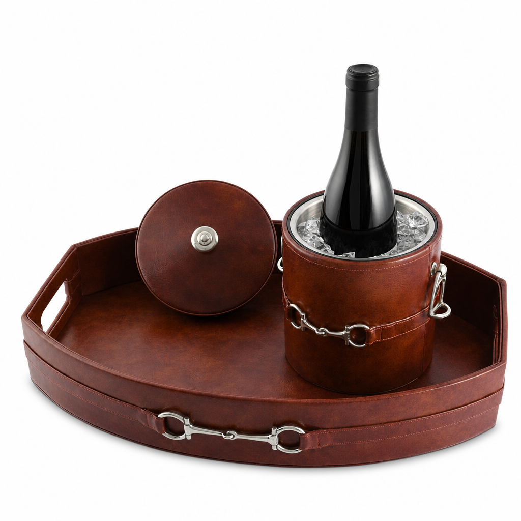 Equestrian Horse Bit Vegan Leather Ice Bucket 8