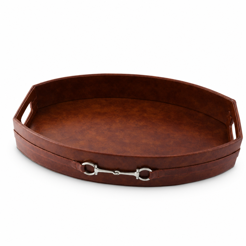 Equestrian Horse Bit Vegan Leather Tray 1