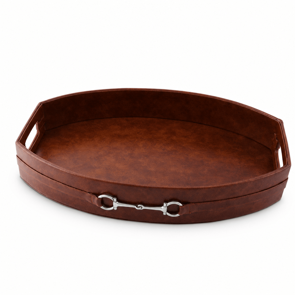 Equestrian Horse Bit Vegan Leather Tray 1