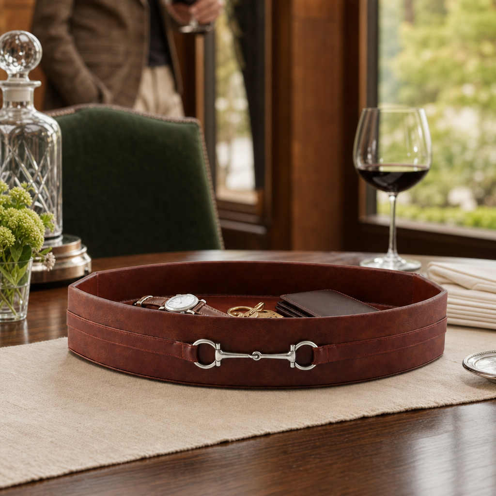 Equestrian Horse Bit Vegan Leather Tray 5