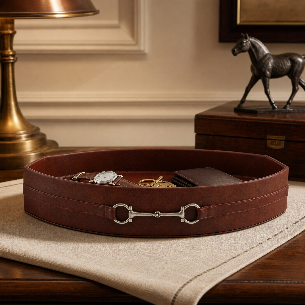 Equestrian Horse Bit Vegan Leather Tray 3
