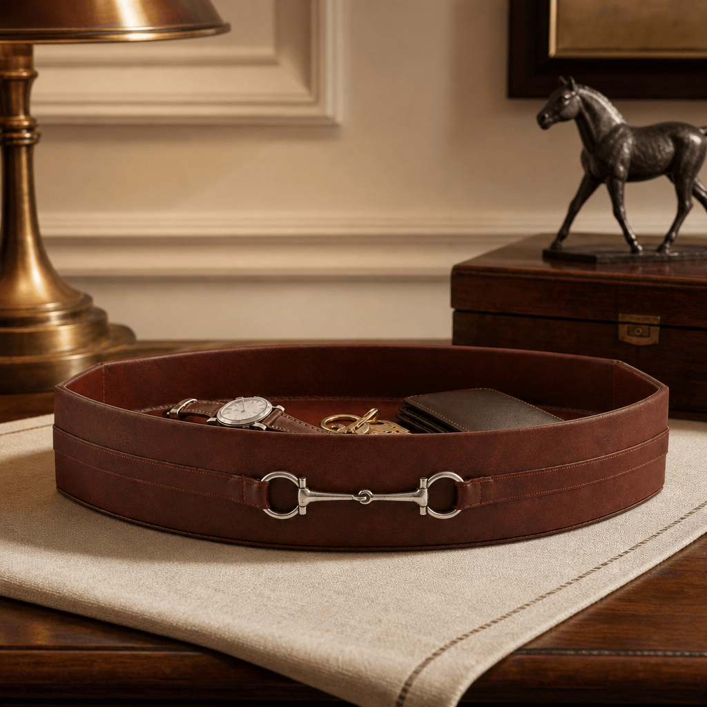 Equestrian Horse Bit Vegan Leather Tray 3