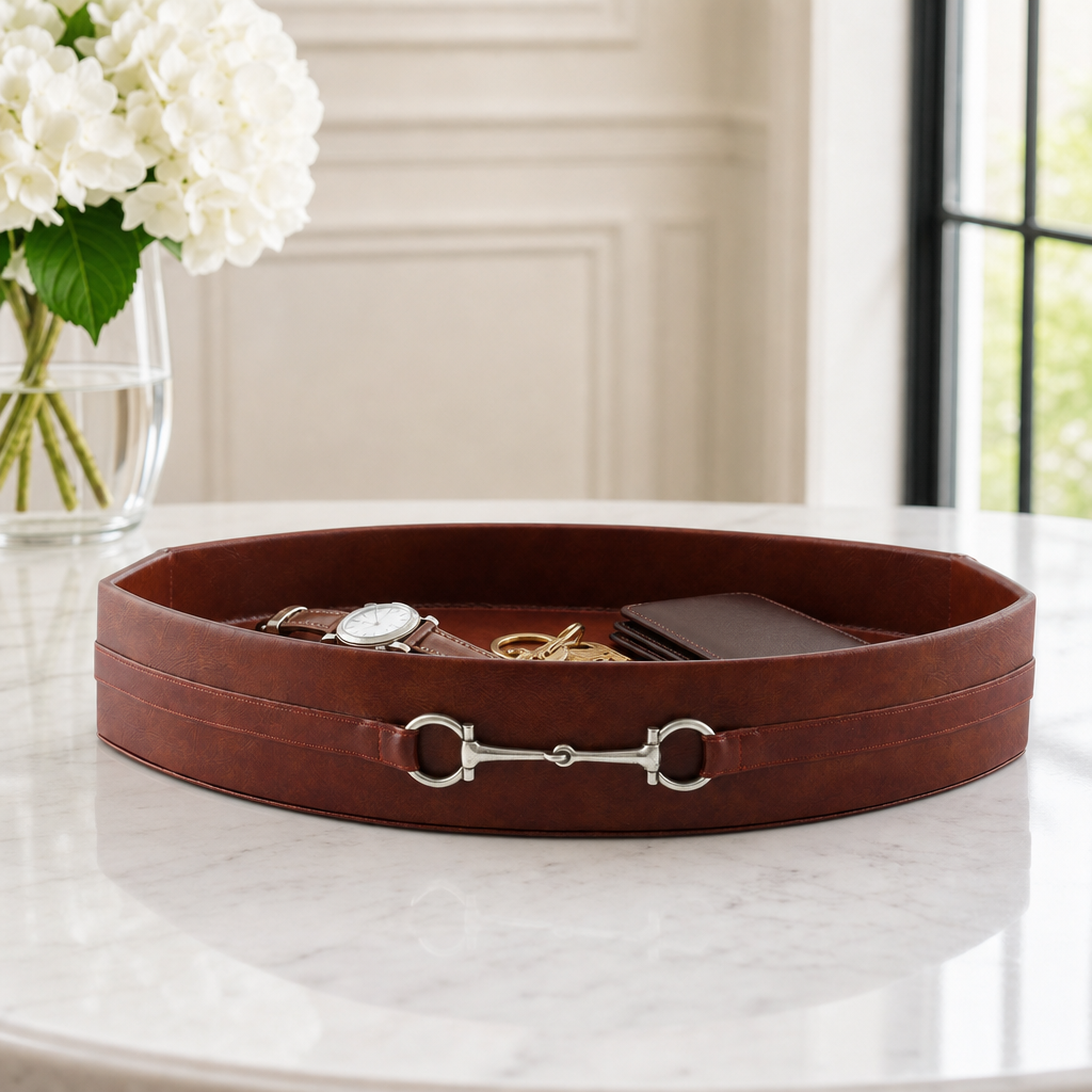 Equestrian Horse Bit Vegan Leather Tray 8