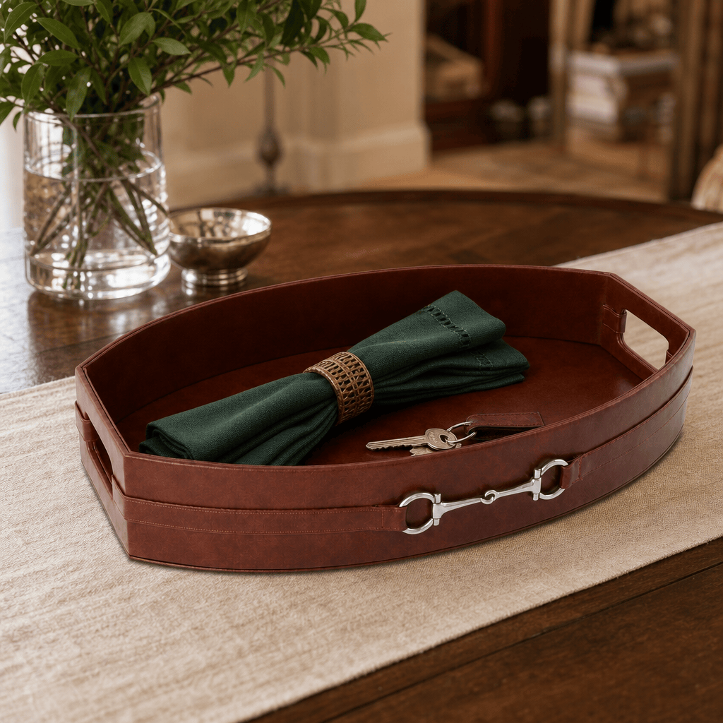Equestrian Horse Bit Vegan Leather Tray 6