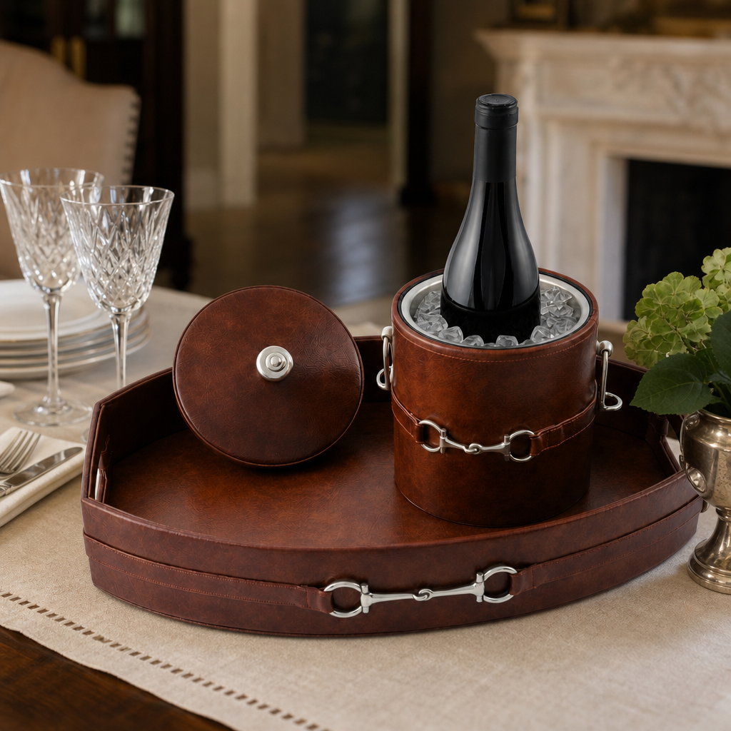 Equestrian Horse Bit Vegan Leather Tray 7