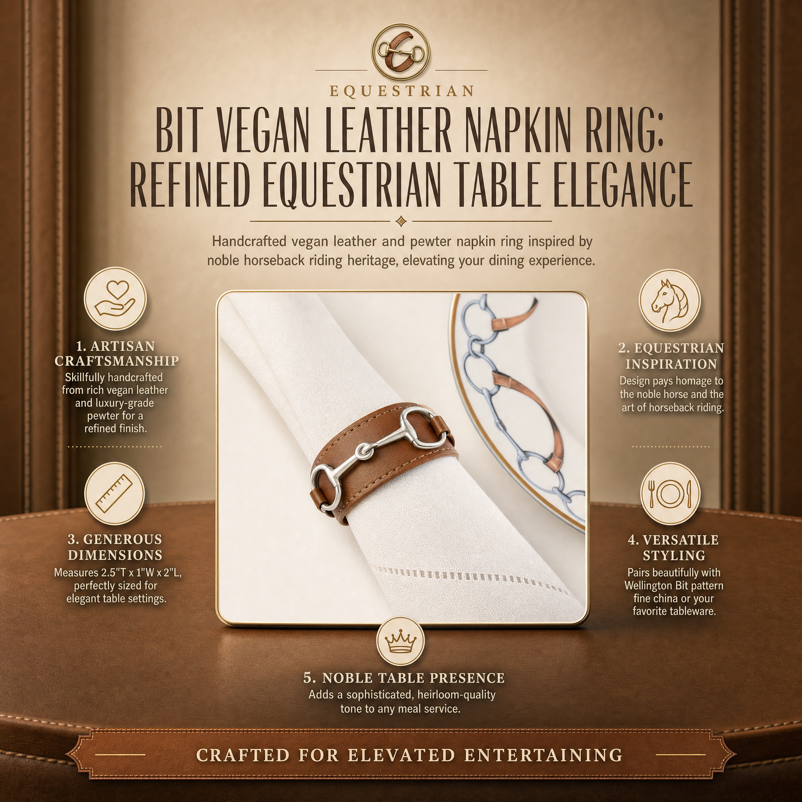 Bit Vegan Leather Napkin Ring 9