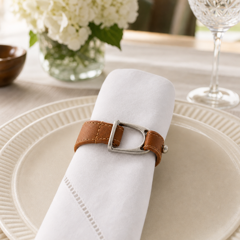 Stirrup Vegan Leather Napkin Ring 5