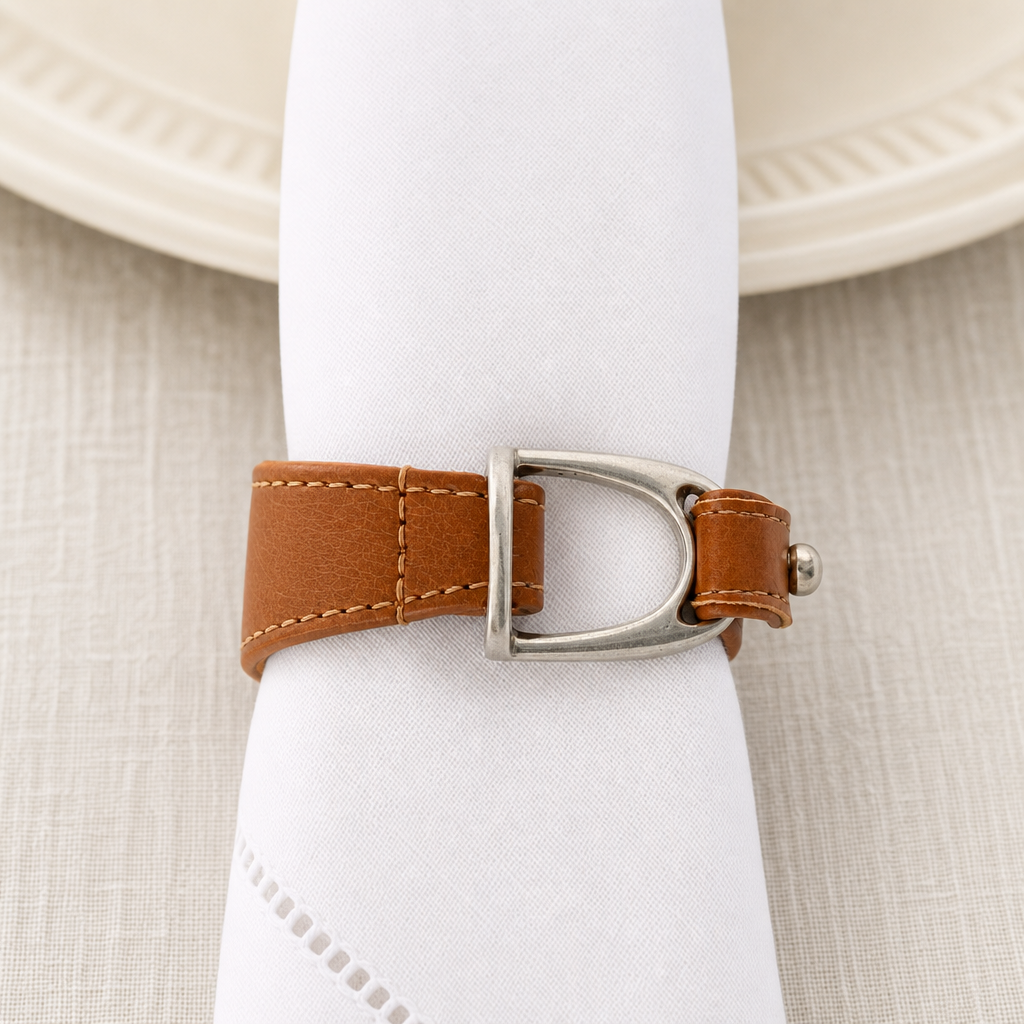 Stirrup Vegan Leather Napkin Ring 8