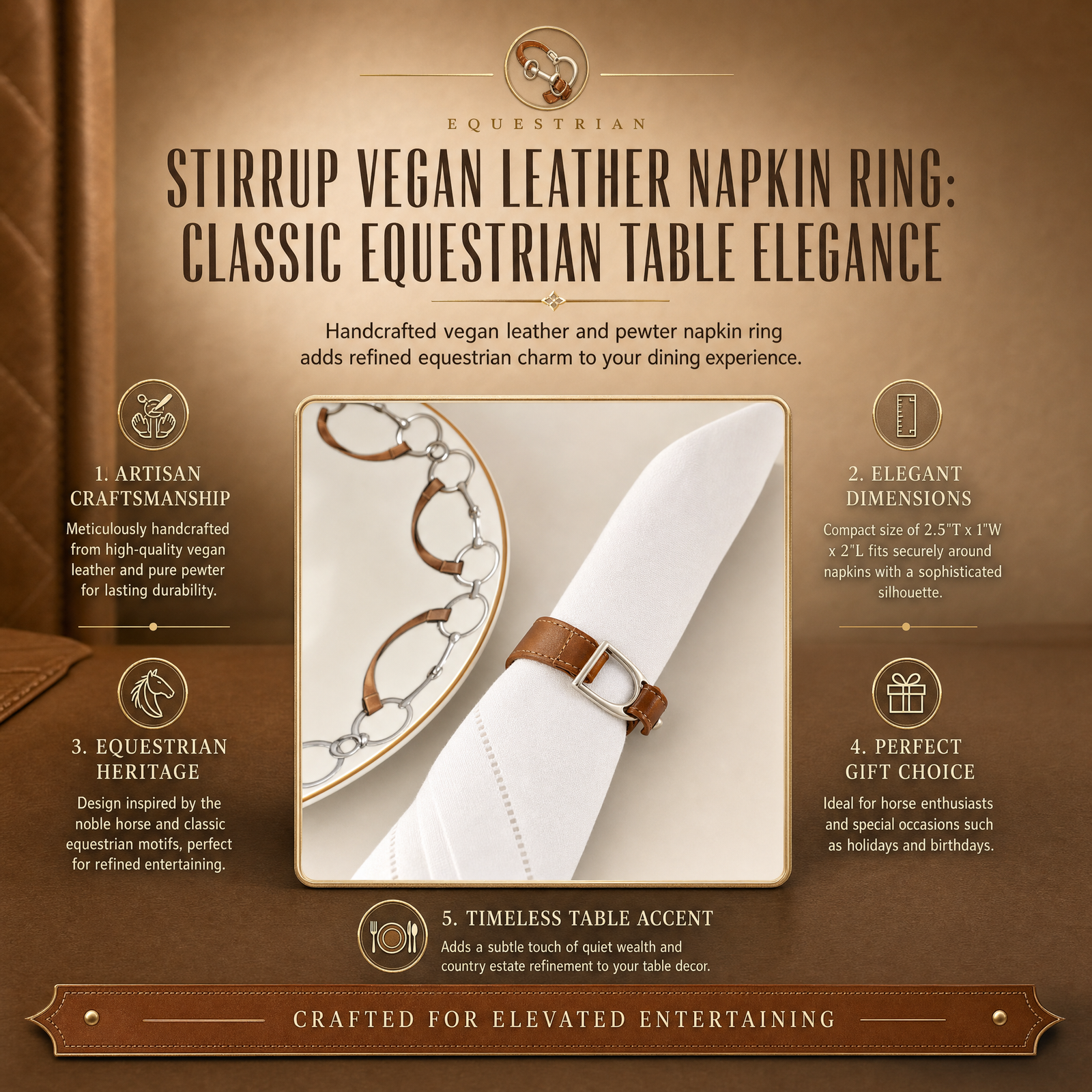 Stirrup Vegan Leather Napkin Ring 9