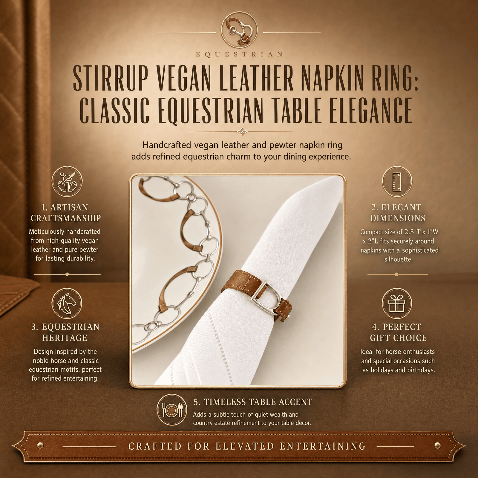 Stirrup Vegan Leather Napkin Ring 9