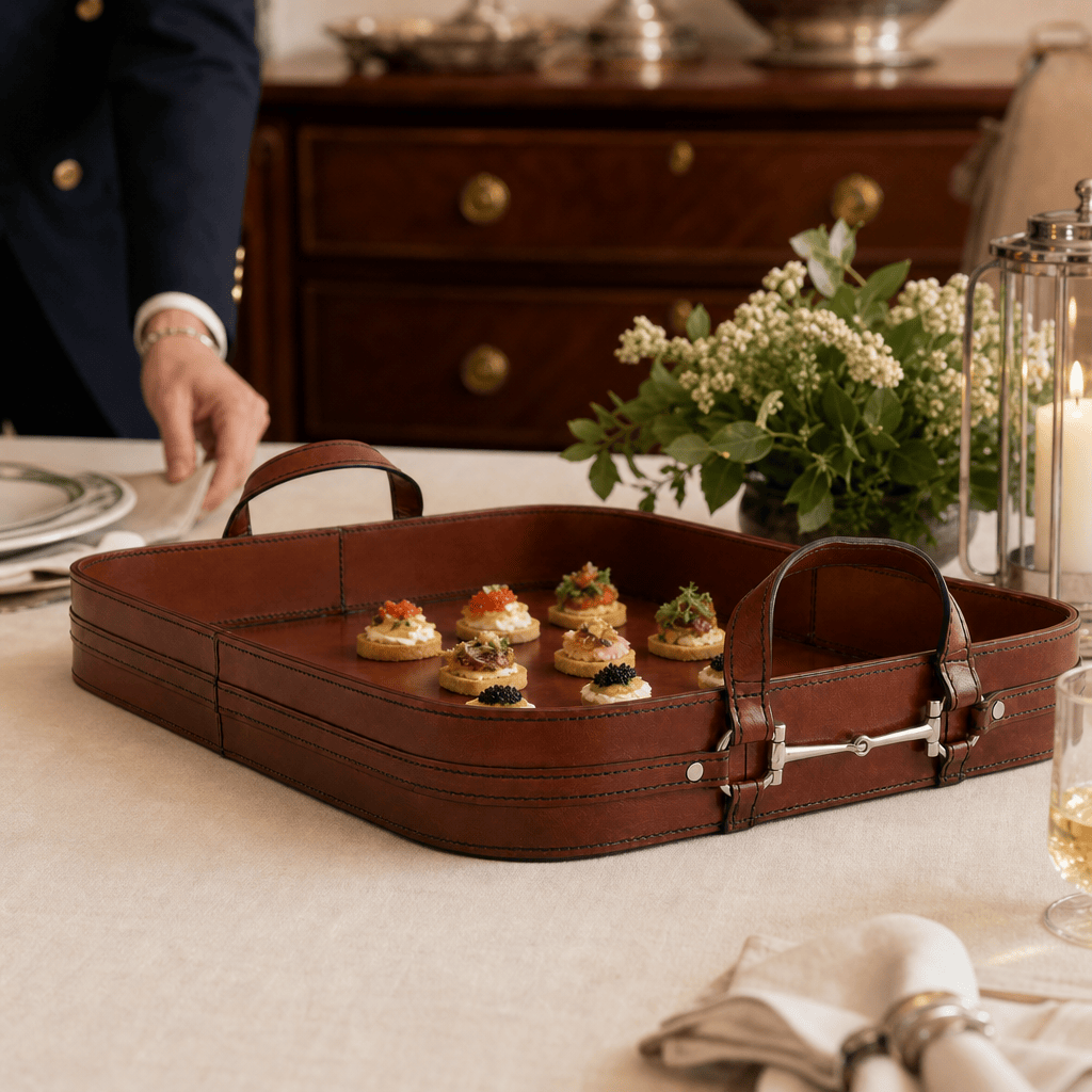 Premium Genuine Leather Bit Serving Tray – Perfect for Entertaining 4