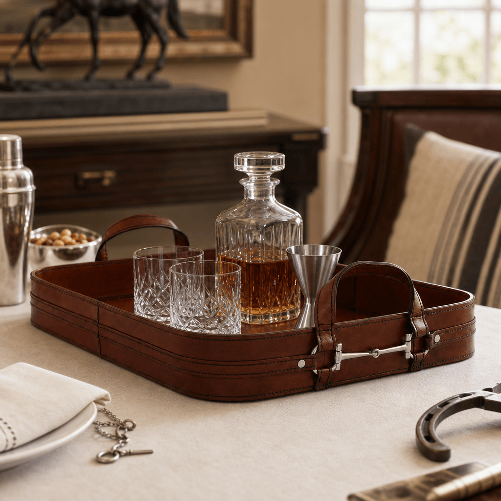 Premium Genuine Leather Bit Serving Tray – Perfect for Entertaining 2