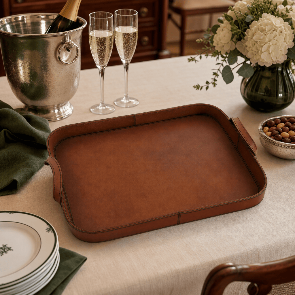 Premium Genuine Leather Bit Serving Tray – Perfect for Entertaining 5