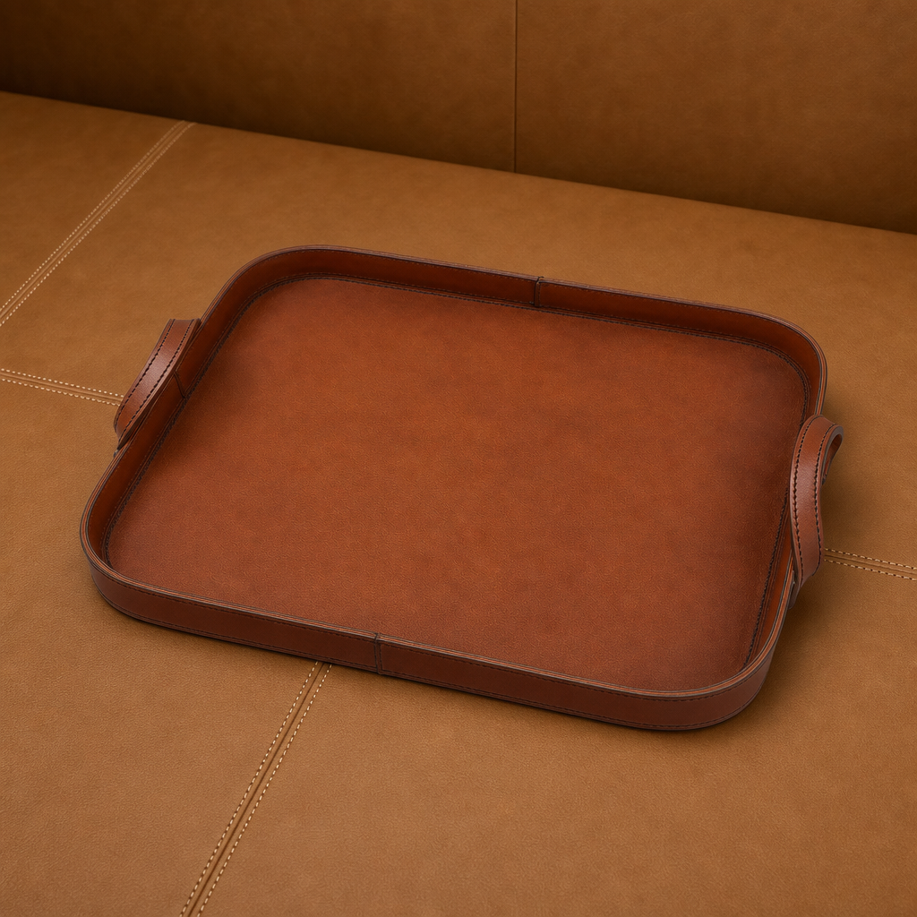 Premium Genuine Leather Bit Serving Tray – Perfect for Entertaining 3