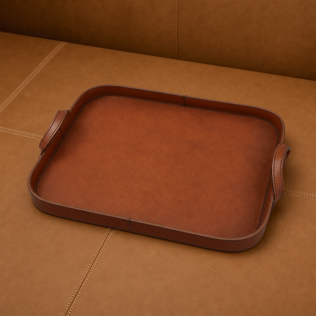 Premium Genuine Leather Bit Serving Tray – Perfect for Entertaining 3