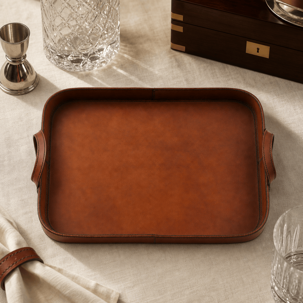 Premium Genuine Leather Bit Serving Tray – Perfect for Entertaining 3