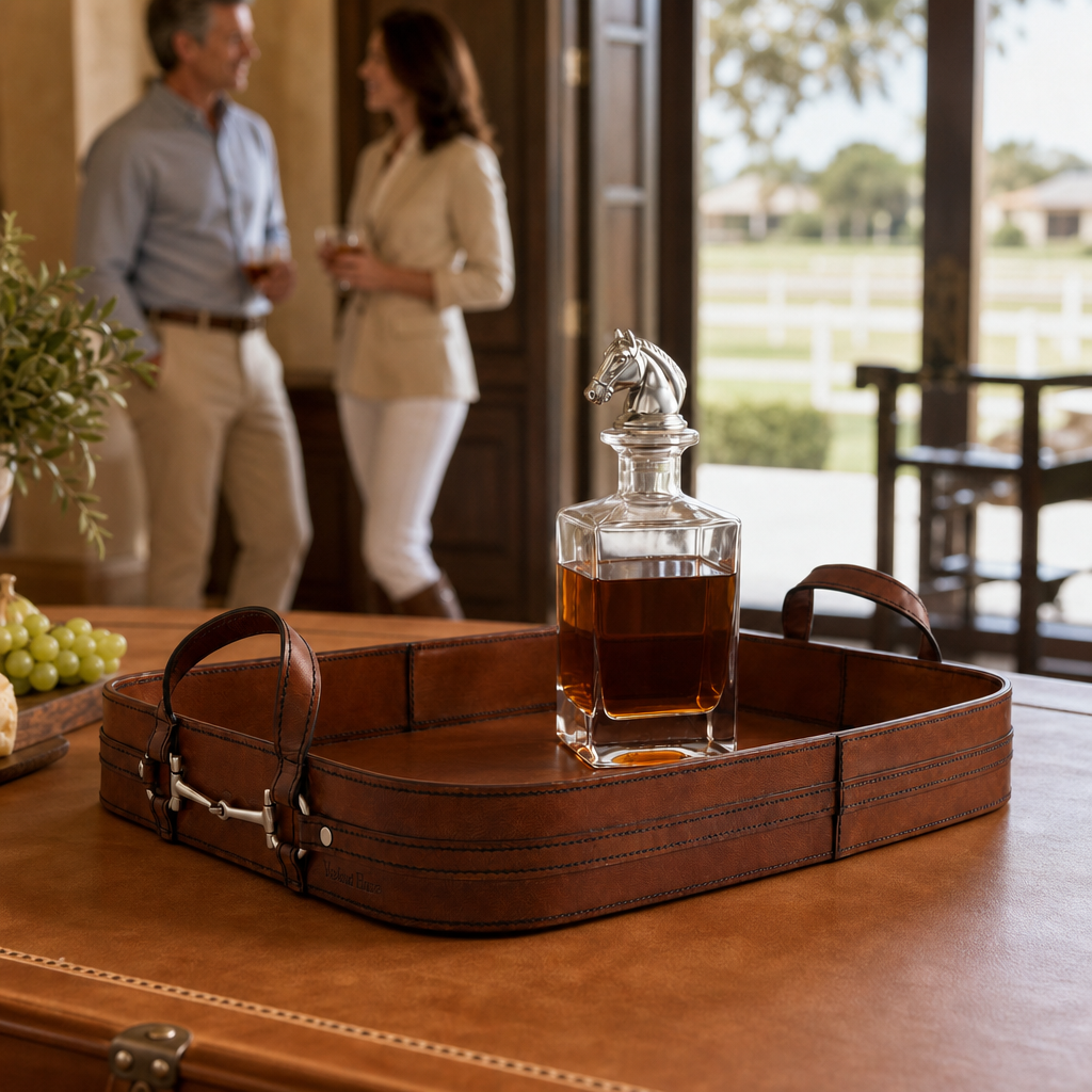 Premium Genuine Leather Bit Serving Tray – Perfect for Entertaining 8