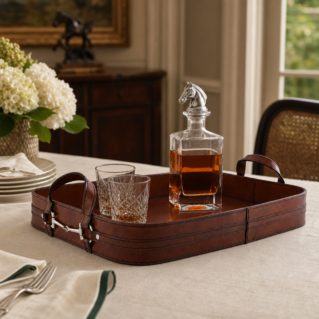Premium Genuine Leather Bit Serving Tray – Perfect for Entertaining 6
