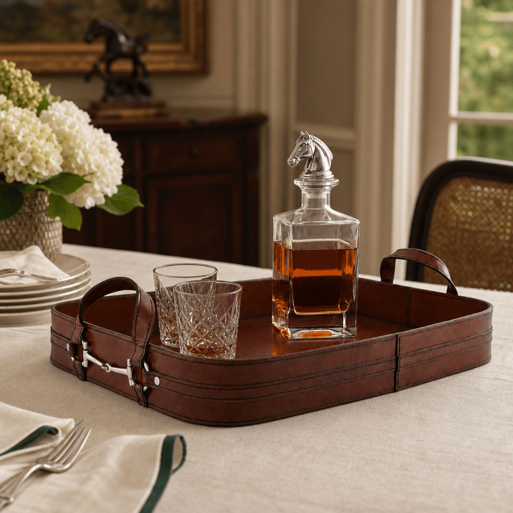 Premium Genuine Leather Bit Serving Tray – Perfect for Entertaining 6