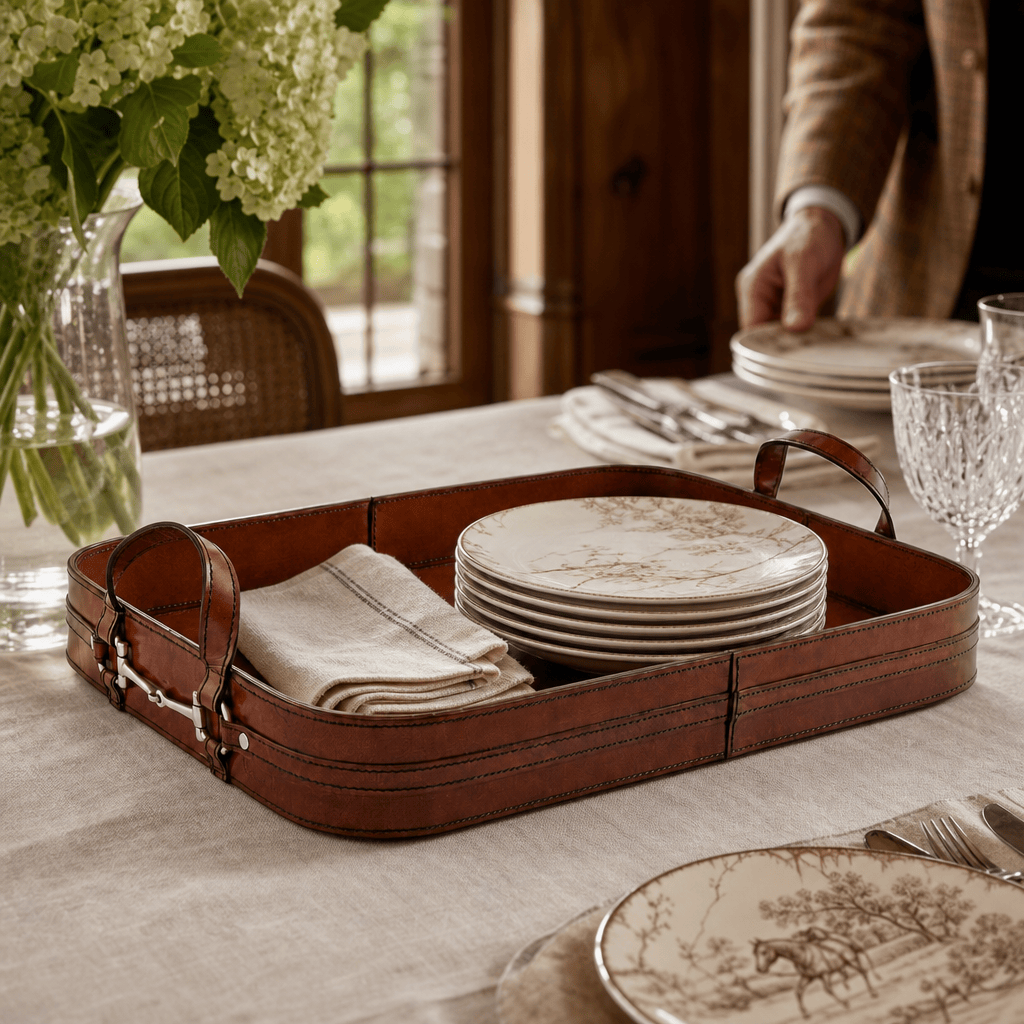 Premium Genuine Leather Bit Serving Tray – Perfect for Entertaining 9