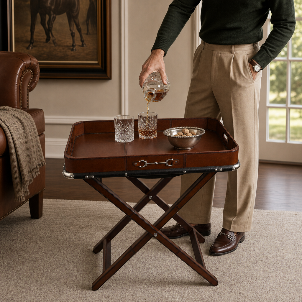 Equestrian Bit Leather Butlers Tray 4