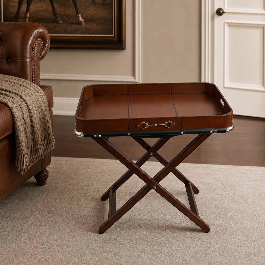 Equestrian Bit Leather Butlers Tray 2