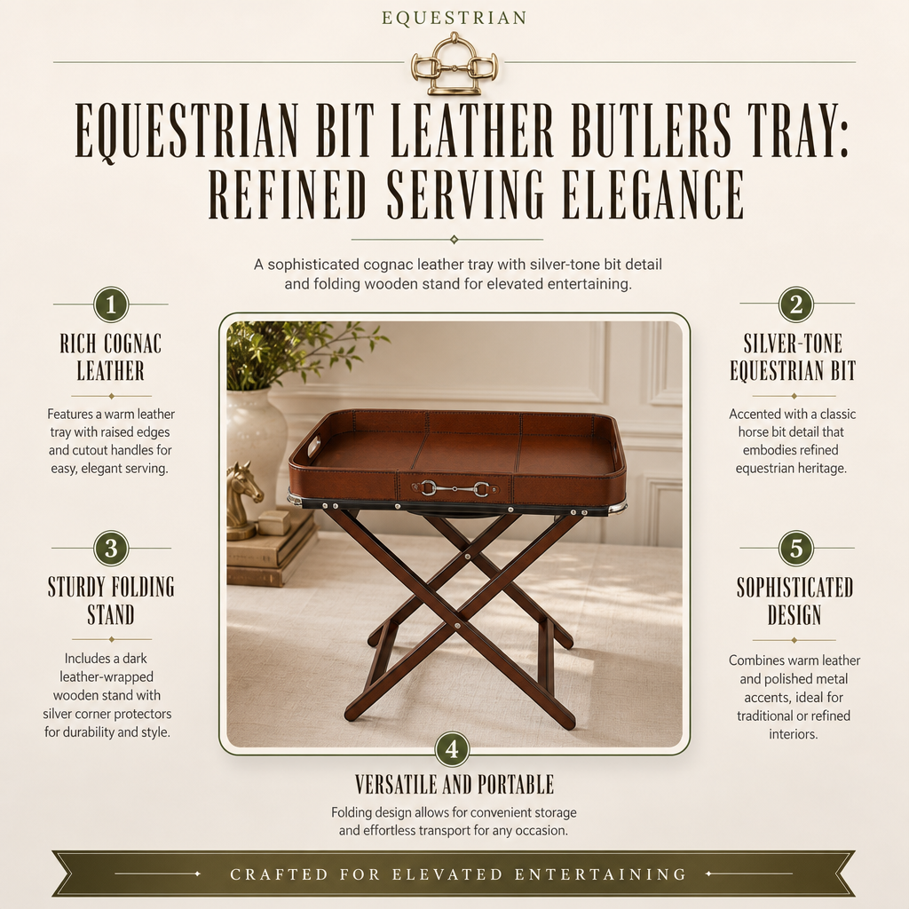 Equestrian Bit Leather Butlers Tray 11