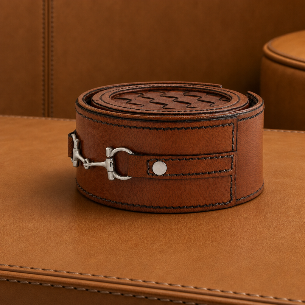 Premium Genuine Leather Coaster Set Bit - Set of 6 3