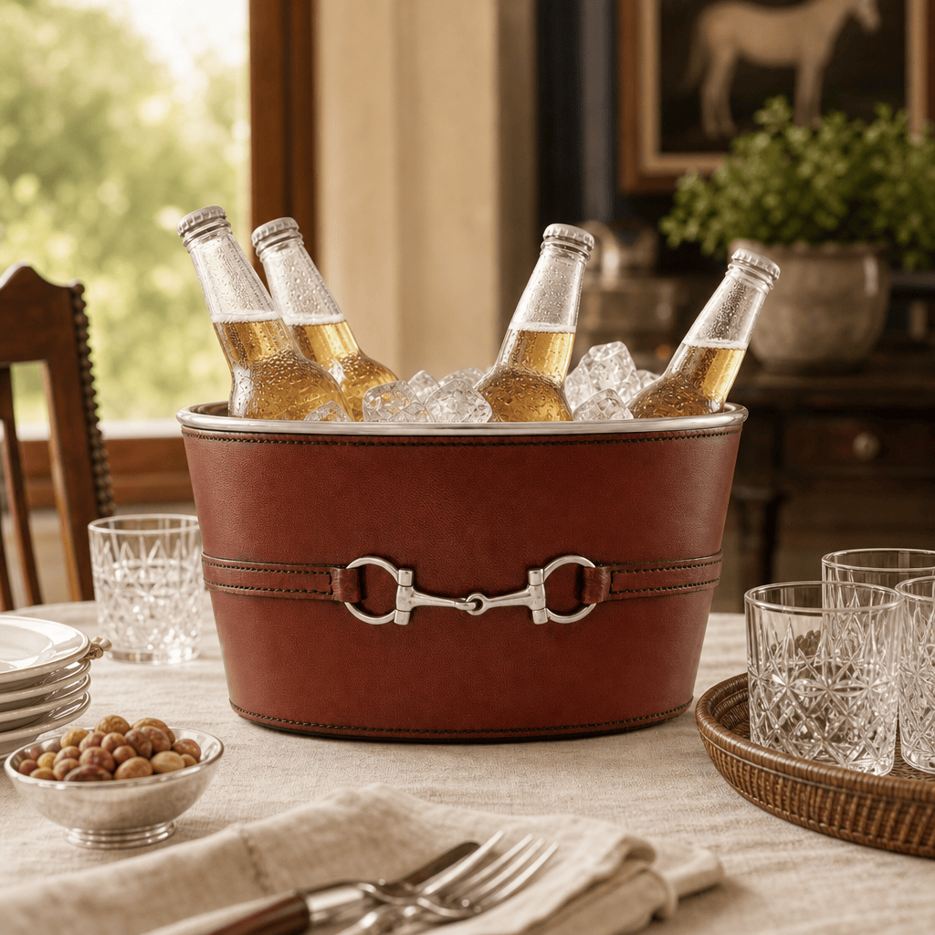 Premium Genuine Leather Bit Ice Tub – Sophisticated Beverage Cooler 5