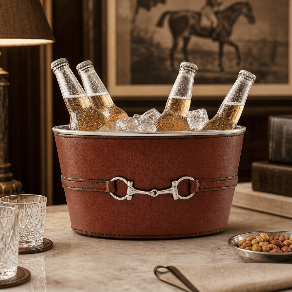 Premium Genuine Leather Bit Ice Tub – Sophisticated Beverage Cooler 3