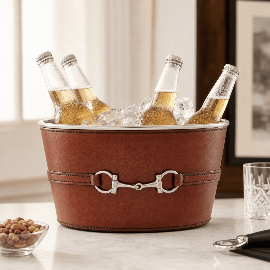 Premium Genuine Leather Bit Ice Tub – Sophisticated Beverage Cooler 10