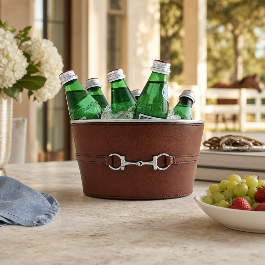 Premium Genuine Leather Bit Ice Tub – Sophisticated Beverage Cooler 9
