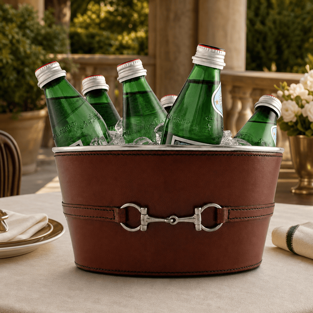 Premium Genuine Leather Bit Ice Tub – Sophisticated Beverage Cooler 7