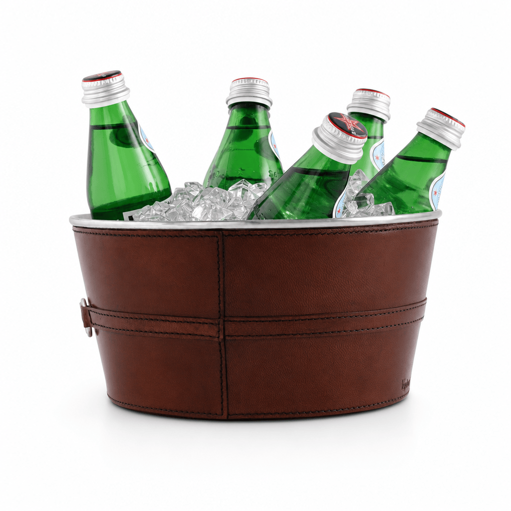 Premium Genuine Leather Bit Ice Tub – Sophisticated Beverage Cooler 8