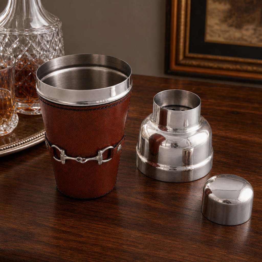Premium Genuine Leather Equestrian Bit Cocktail Shaker 3