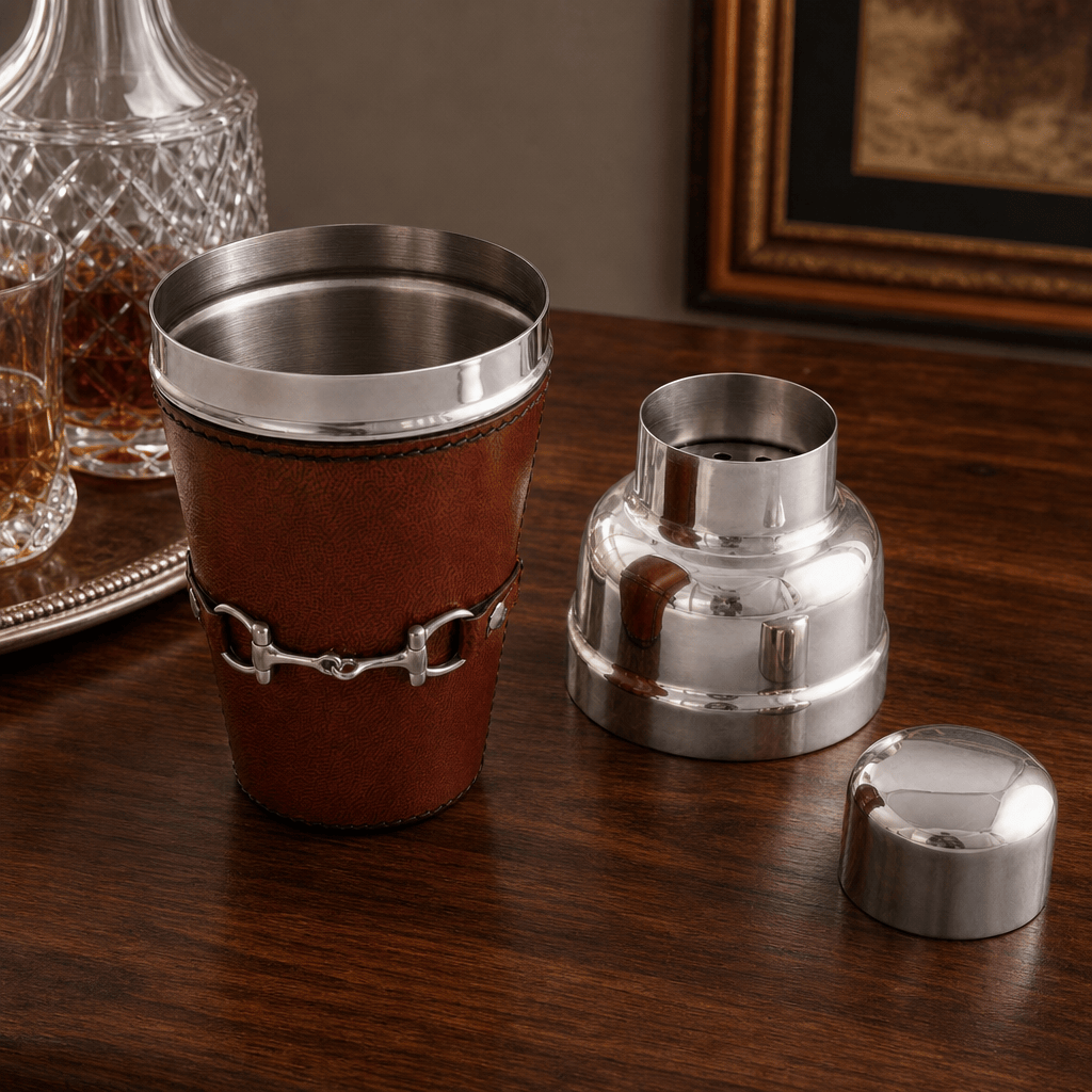 Premium Genuine Leather Equestrian Bit Cocktail Shaker 3