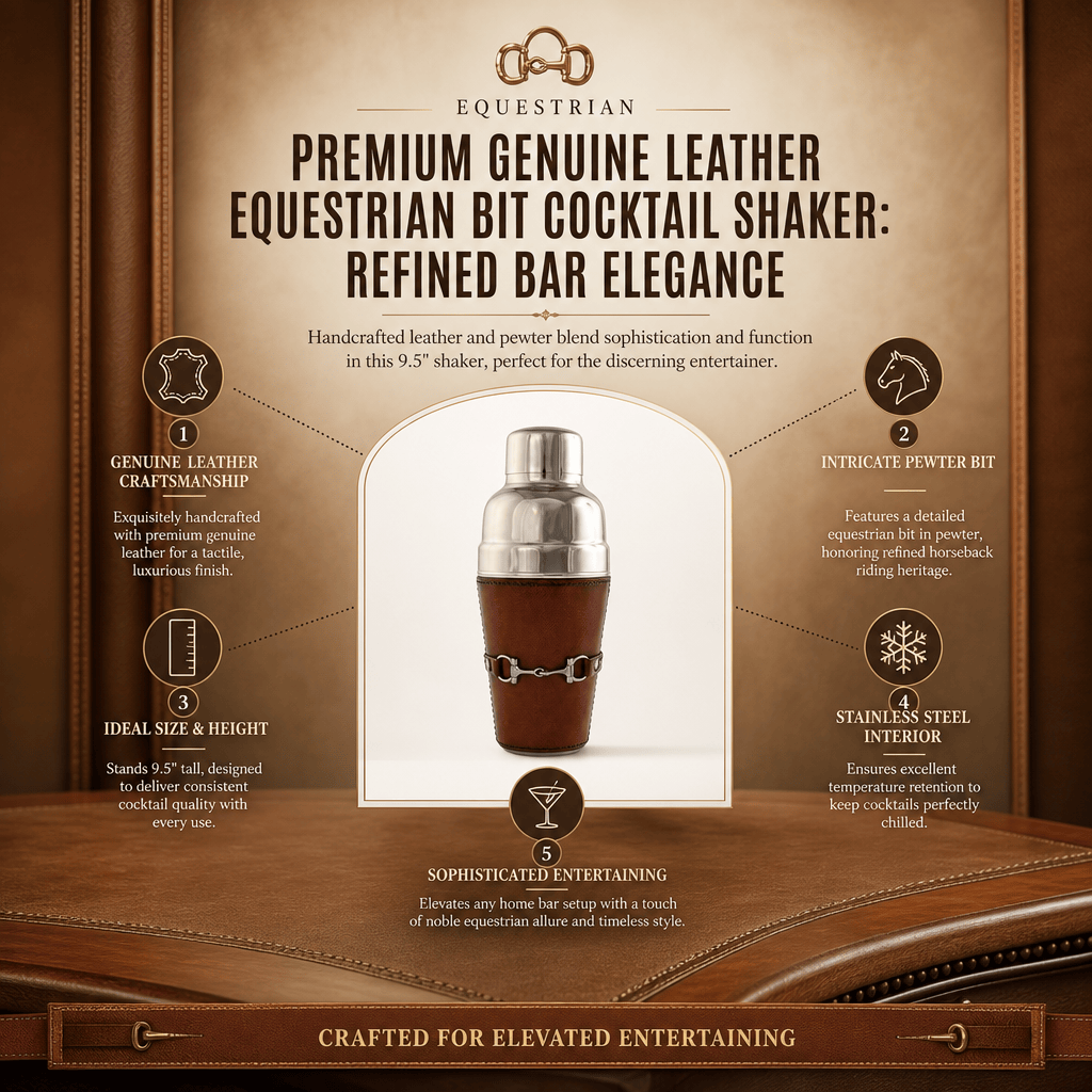 Premium Genuine Leather Equestrian Bit Cocktail Shaker 11