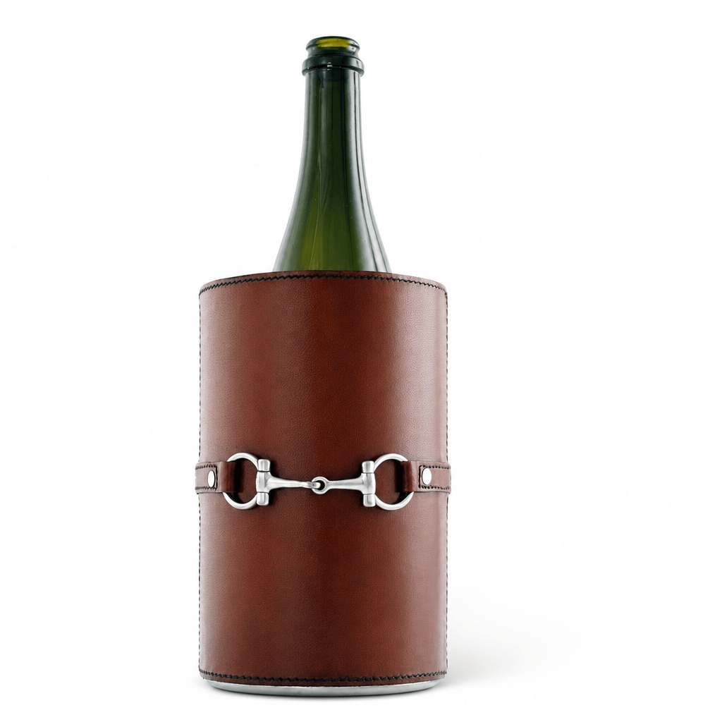 Premium Genuine Leather Bit Wine Bottle Chiller - Stainless Lined 1