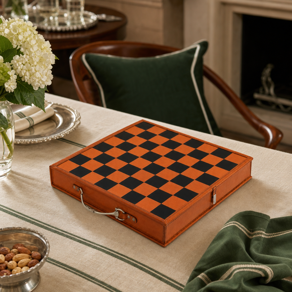 Bit Handle Amber Carriage Chess Set Board and Storage 6