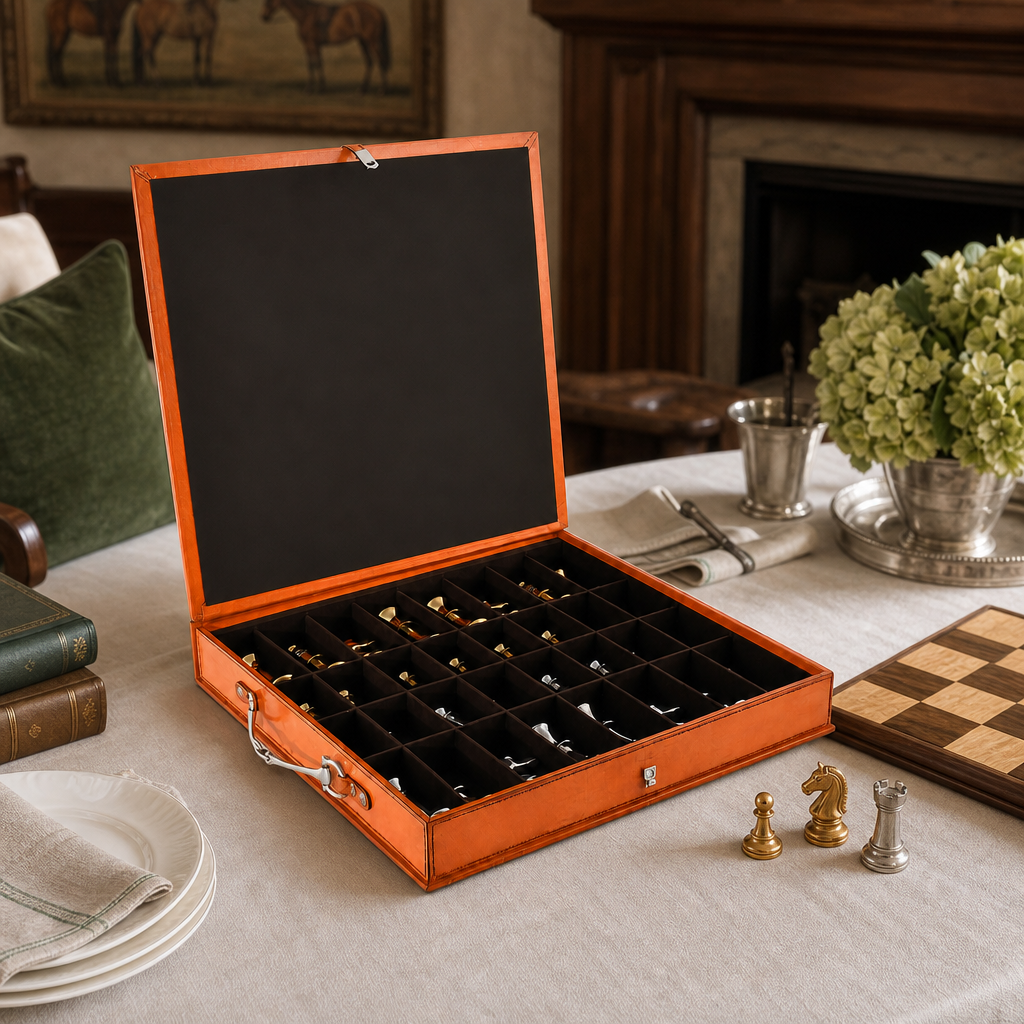 Bit Handle Amber Carriage Chess Set Board and Storage 7