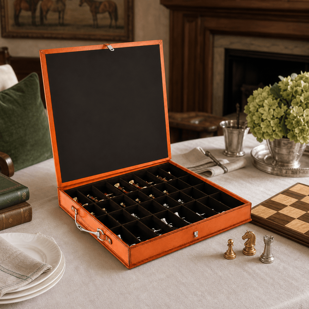 Bit Handle Amber Carriage Chess Set Board and Storage 7