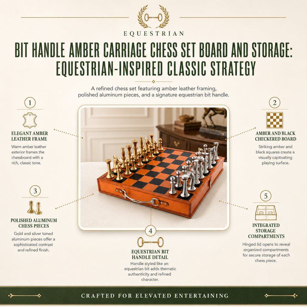 Bit Handle Amber Carriage Chess Set Board and Storage 11