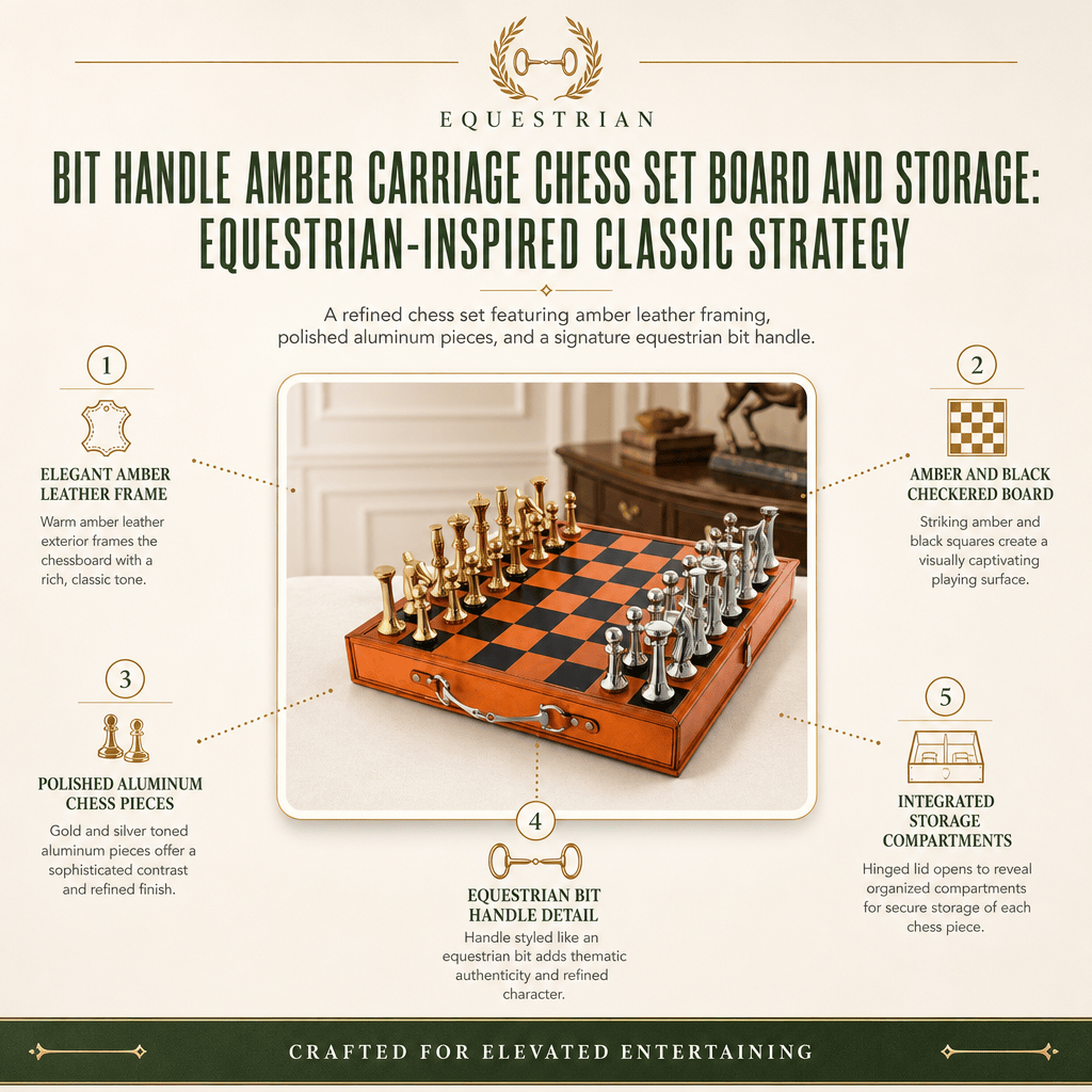 Bit Handle Amber Carriage Chess Set Board and Storage 11