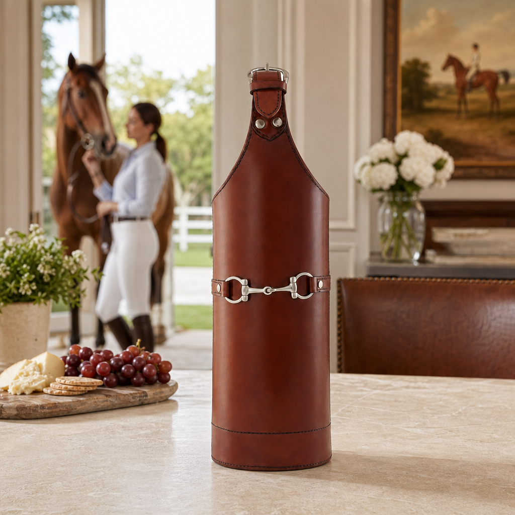 Premium Genuine Leather Bit Single Wine Bottle Carrier 6