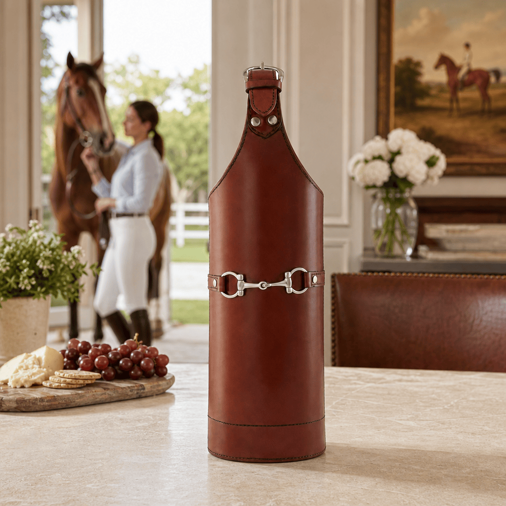 Premium Genuine Leather Bit Single Wine Bottle Carrier 6