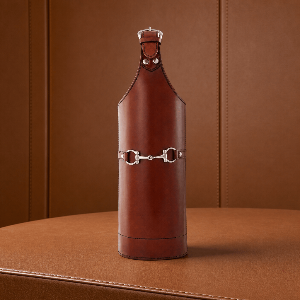 Premium Genuine Leather Bit Single Wine Bottle Carrier 2