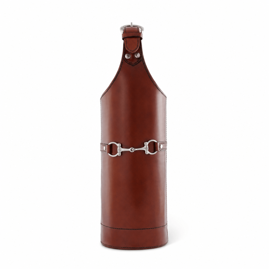 Premium Genuine Leather Bit Single Wine Bottle Carrier 1