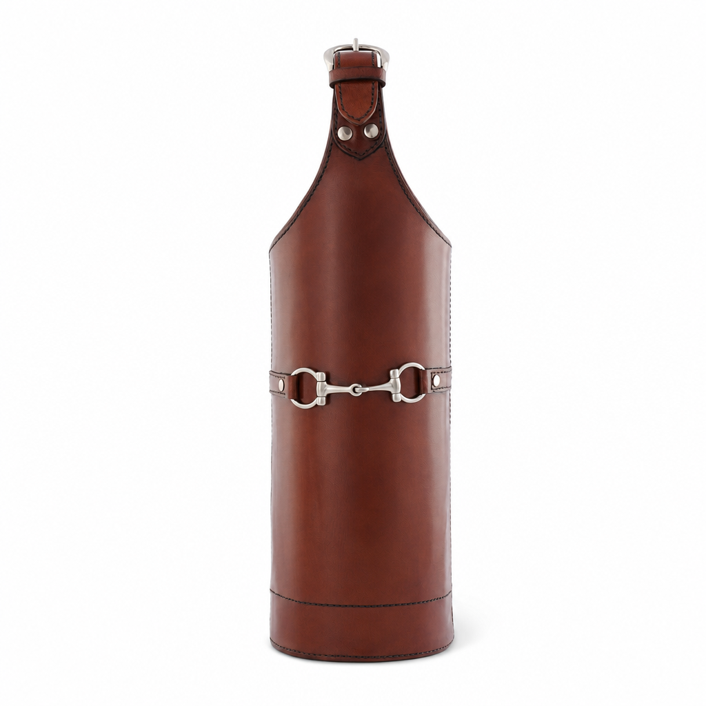 Premium Genuine Leather Bit Single Wine Bottle Carrier 1